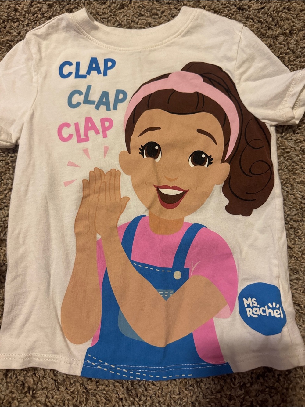 Rachel Kids White T-Shirt with Pink and Blue Graphic